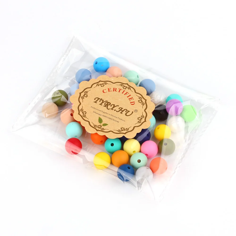 TYRY.HU Silicone Beads 100Pcs BPA Free 9/12/15/19mm Silicone Teething Round Beads For Necklace Pacifier Chain Baby Teether Beads