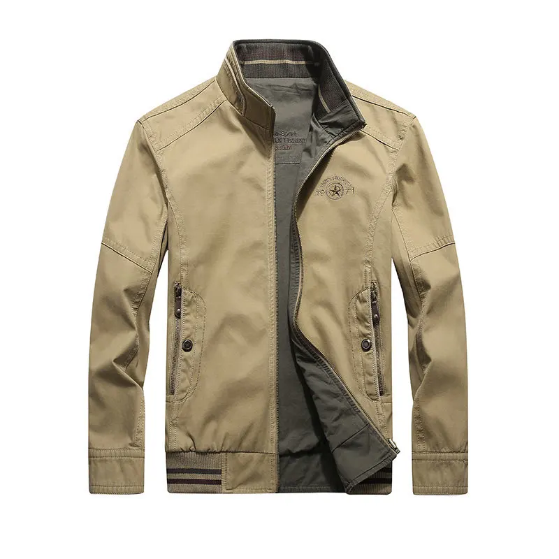 4XL 2019 Autumn Spring Brand Jacket Thin Stand Collar Coat Asia Size Drop Shipping Jackets Coats Casual Both Side Wear Military (14)