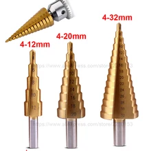 Triangle Shank Straight flute 4-12/20/4-32mm High Speed Steel Step Cone Taper Drill Bit Metal Plastic Hole  Sharpening Reamer