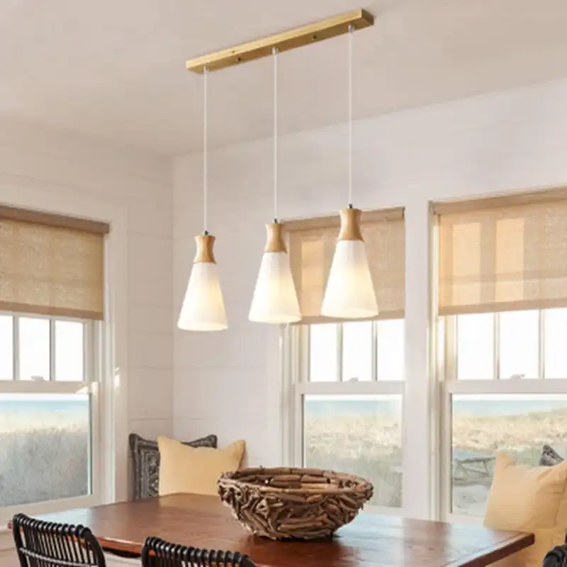 Lukloy Wood Lamp Kitchen Island Pendant Light Set Of 3 Dining Room Hanging Lamp Bedside Hanglamp Kitchen Light Fixture Luminaire