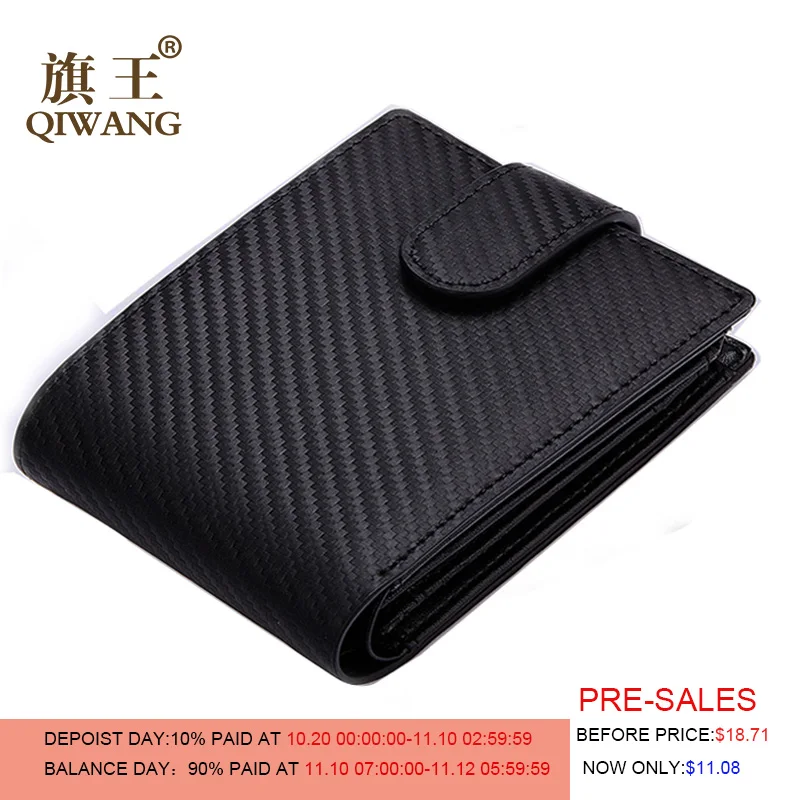 

QIWANG Luxury Carbon Wallet High Quality Carbon Leather Wallets Hold More Business Man Tri-fold Wallet with ID Cards Holder