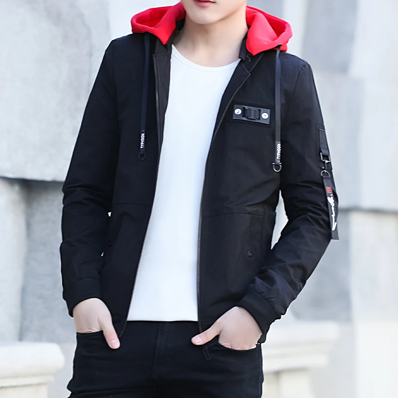 

Autumn Mens Detachable Hood Sports Jacket Branded High Quality Removable Jackets Coat Men Long Sleeve Thin Hooded Hoodie Outwear