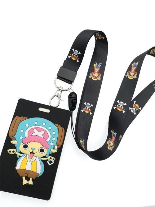 

1pcs Japanese anime One piece pvc Card Holder Identity Badge with Lanyard Neck Strap Card Bus ID Holders With Key Chain