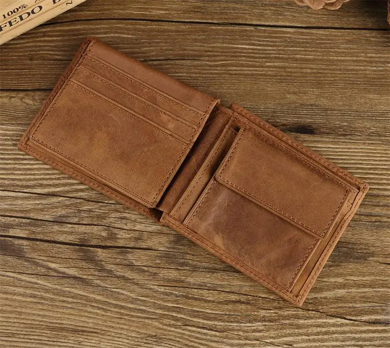 Мэхью 100% воловьей короткий мужской бумажник денежных кошелек из натуральной кожи коричневый тонкий и маленький карты кошельки человек