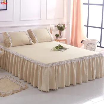 

Home textile camel bed skirt set 180*200cm bed sheet set queen Korean style lace gray blue mattress cover blue solid bedding