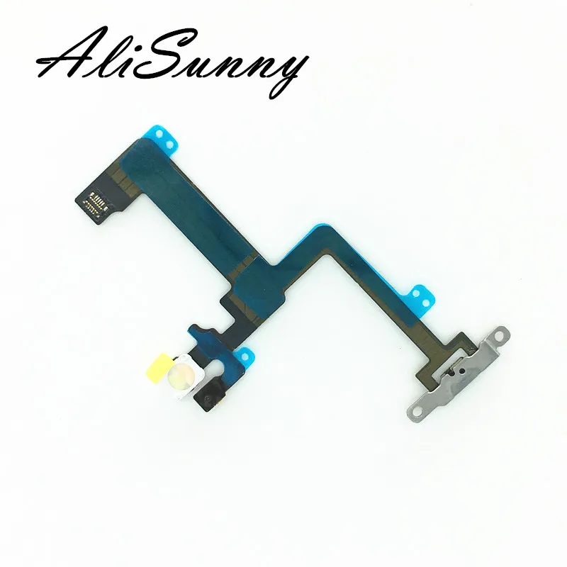 

AliSunny 10pcs Power Flex Cable for iPhone 6 Plus 5.5'' On Off Button Microphone + Flash With Metal Bracket Replacement Parts