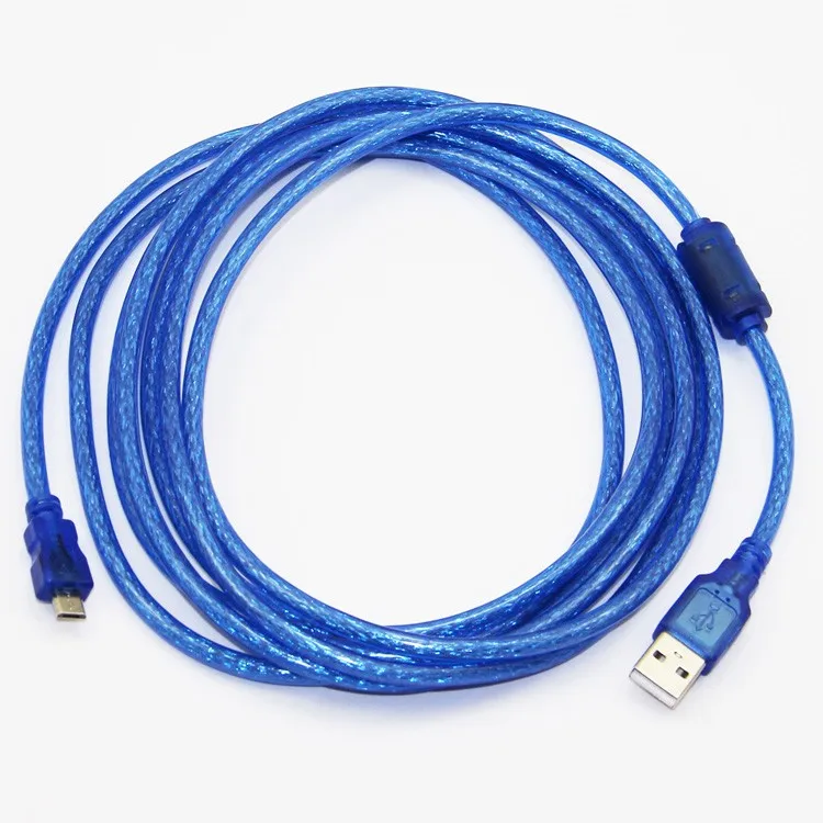 Bochara Micro USB 2,0 кабель для передачи данных USB-A к Mirco-B двойное экранирование(фольга+ Плетеный) Прозрачный синий 1,5 м 1,8 м 3 м 5 м