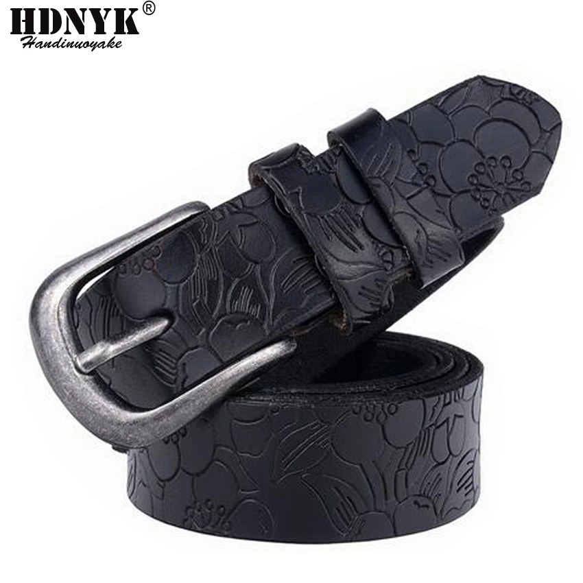 

2018 Dress Belt Woman Genuine Leather Black Metal pin Buckle Belts for Women Luxury Designer