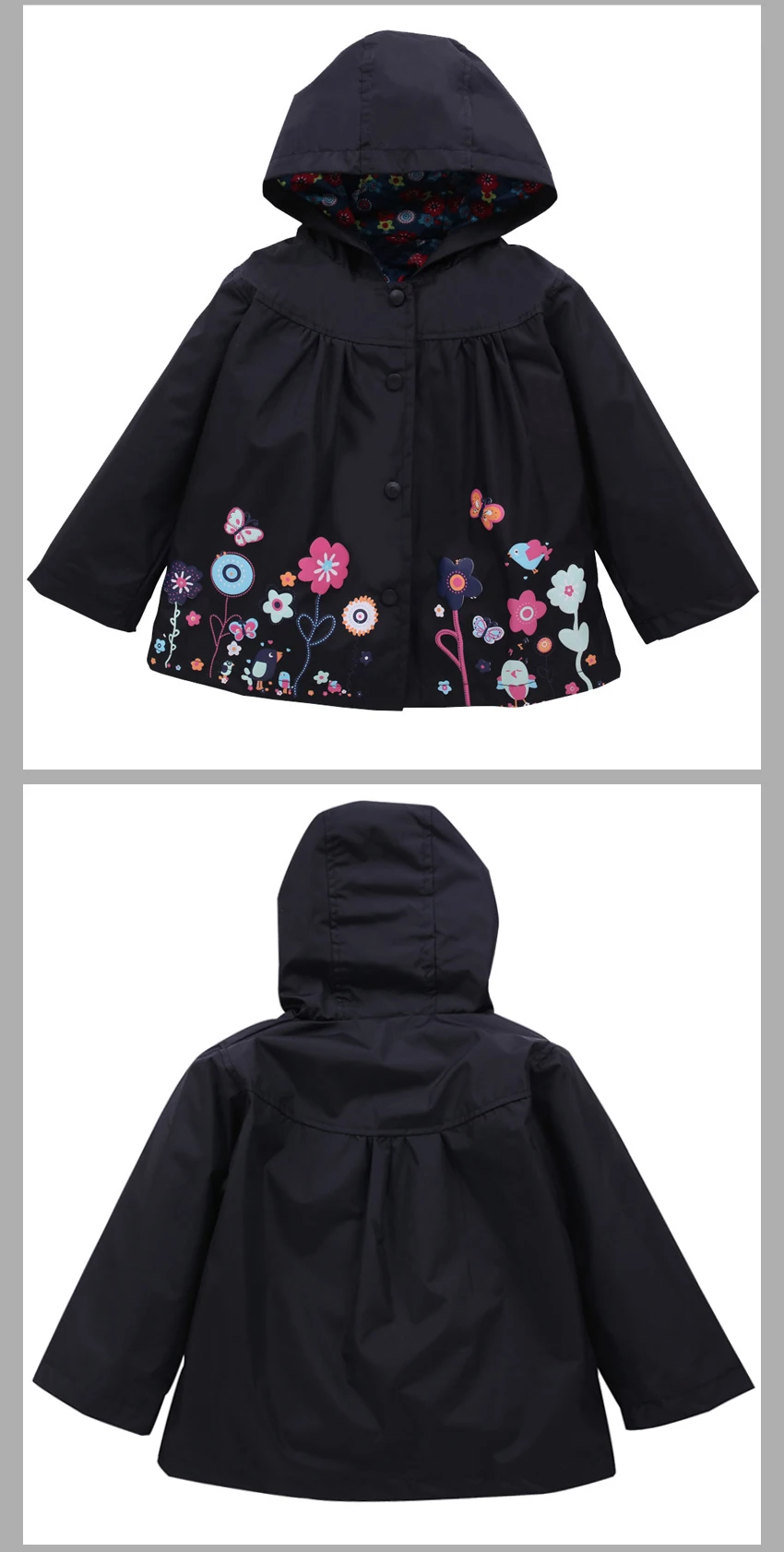 KEAIYOUHUO/куртка для маленьких девочек, верхняя одежда с капюшоном для малышей, непромокаемый плащ с принтом, детская одежда, куртки с длинными