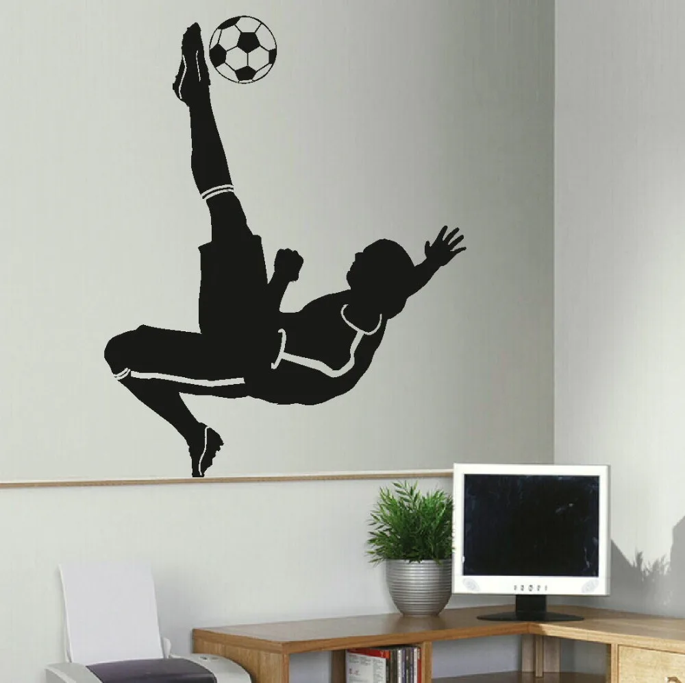

LARGE FOOTBALL FOOTBALLER WALL MURAL TRANSFER ART STICKER STENCIL POSTER DECAL