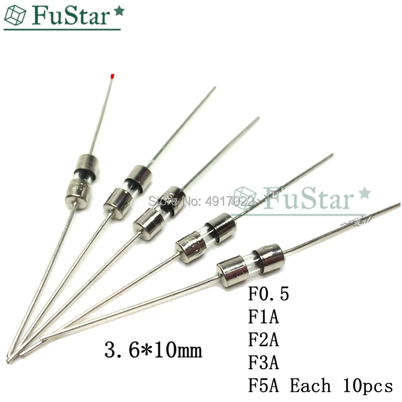 3.6mm x 10mm QUICK-BLOW AXIAL LEAD GLASS FUSE 6.3 Amp 250V F6.3A250V
