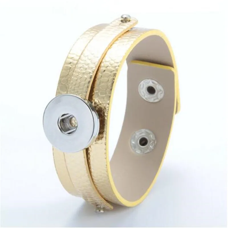 Gold PU Leather Snap Button Bracelets & Bangles Fit 18mm interchangeable Jewelry 10pcs/lot | Украшения и аксессуары