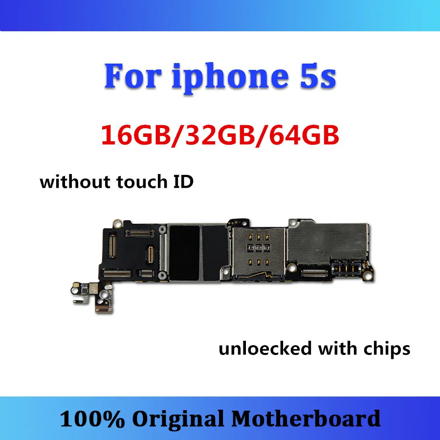 

Unlocked for iphone 5s motherboard IOS with chip without touch ID 5S logic board IOS No iCloud card 16GB/32GB/64GB fee no button