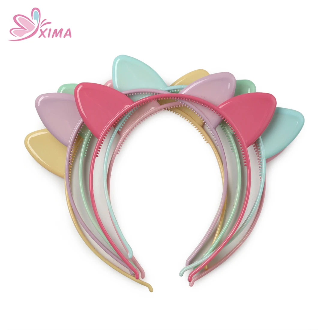 XIMA 12pcs/lot ABS Plastic Ear Headband Girls Cat Ears Headband with