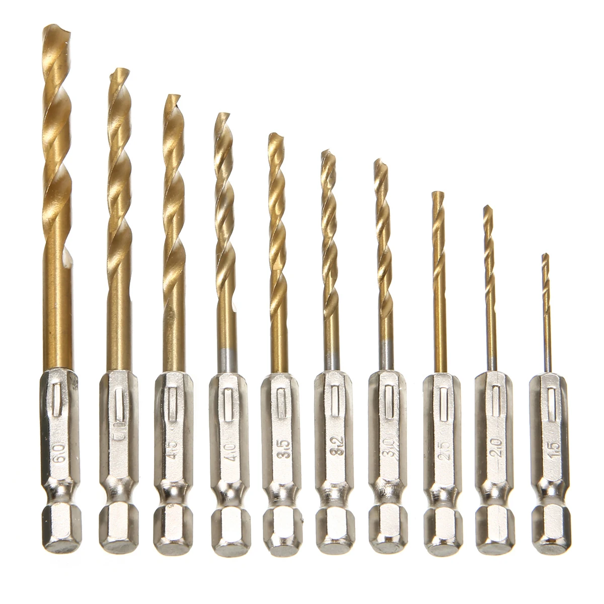 10 Pieces Twist Drill Bit HSS Titanium Twist Drill Bit Set Cordless Screwdriver HSS-Titan Hexagonal Drill Bit