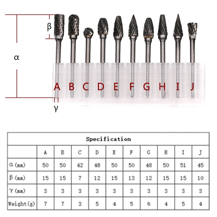 Фреза роторный заусенец вольфрам карбид резак Набор сверло ЧПУ гравировка абразивные инструменты для металлообработки фрезерование полировка