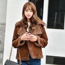 Новинка, зимние женские шубы, замшевые кожаные куртки, пальто из искусственной овечьей шерсти, плотное пальто, верхняя одежда, большие размеры 4XL 5XL W1052