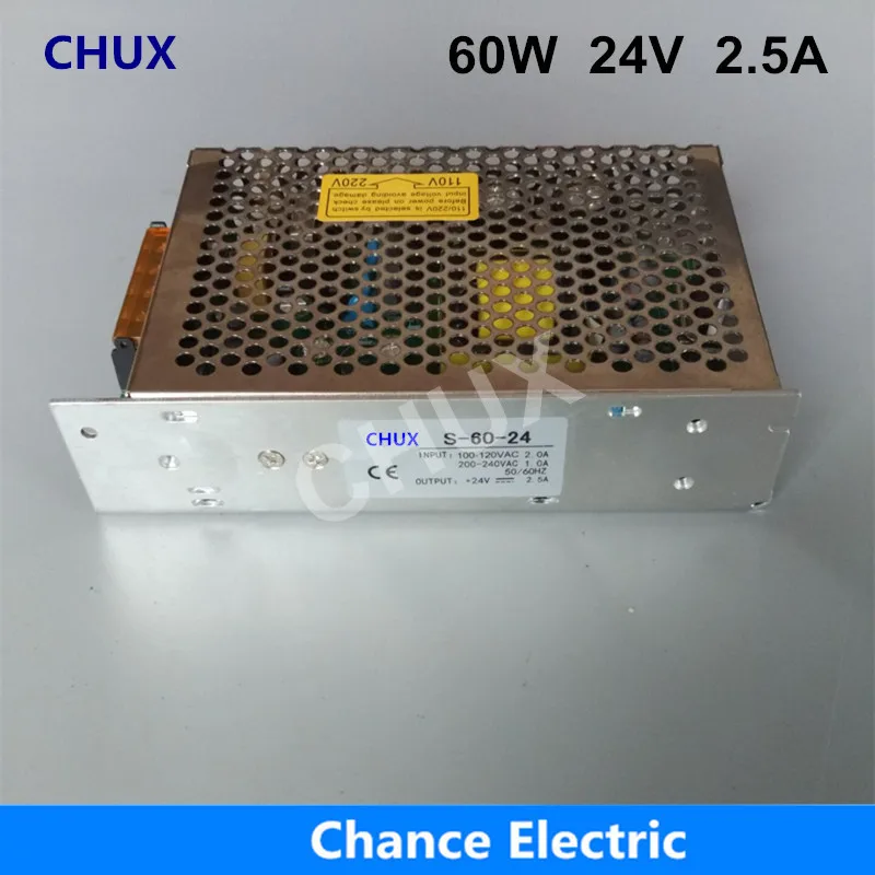 DC Switching Power Supply 24v CE ROHS DC To AC Single Output S 60W 24V