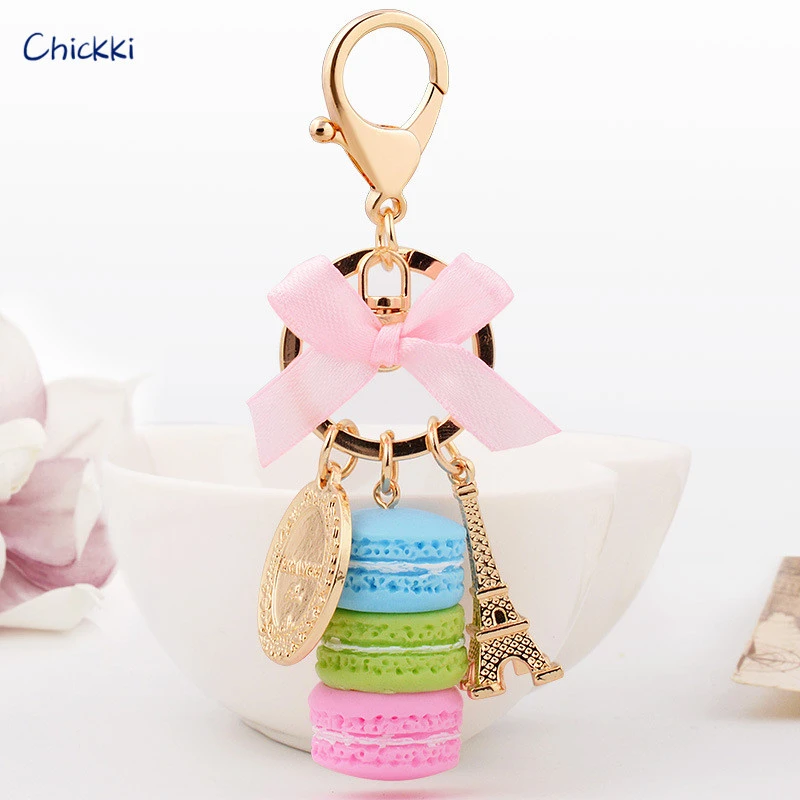 Chickki フランスパリ 5 色かわいいマカロン Effiel タワーマカロンキーホルダーカラフルなキーリングギフトバッグペンダントカーチャームキーホルダー キーホルダー Aliexpress