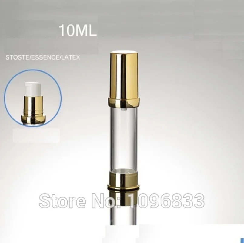 Gold Color Airless Pump Bottle 10ML Vacuum Cosmetic Packaging 10g Essence Latex Stoste Packing 100pcs/Lot | Красота и здоровье