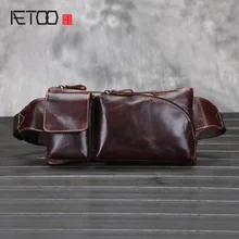 AETOO, новинка, масло, воск, Ретро стиль, коровья кожа, сумки на пояс, мужские, для путешествий, отдыха, нагрудные сумки, маленькие сумки, натуральная кожа