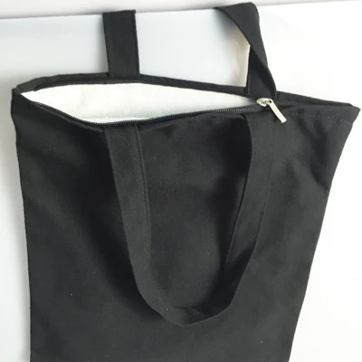 Эко многоразовые хозяйственные сумки ткань продуктовая упаковка перерабатываемая сумка высокое простой дизайн здоровая сумка Мода - Цвет: Black zipper