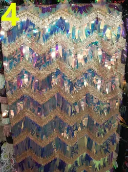 

125-130cm wave pattern sunflower seed shape sequined fabric, 18 colors available, XL0824B