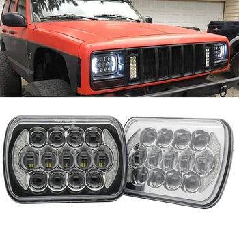 

5x7" 7x6 Inch Angel Eyes DRL H4 LED Square Headlight For Jeep Wrangler YJ Cherokee XJ Comanche MJ Truck 4X4 Offroad Led Headlamp