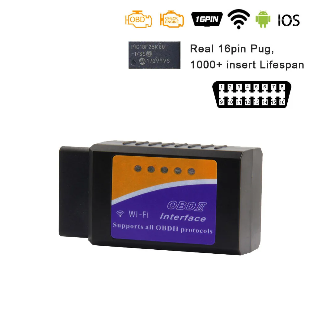 Hot Sale ELM327 V2.2 For IOS/Android/PC ELM 327 V1.5 PIC18F25K80 OBD2 Scanner Bluetooth 4.0 WIFI OBD Car Diagnostic Auto Tool - Цвет: V1.5 WIFI Blue