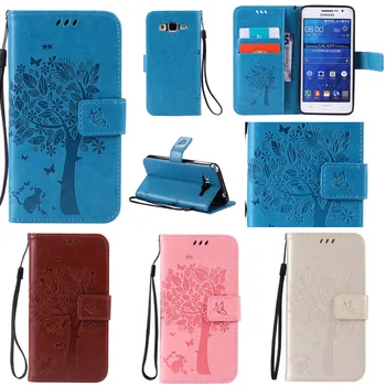 

New Tree and Cat Printing Wallet Flip Funda Coque Case For Samsung Galaxy Core Prime G360/Grand Prime G530/Grand Neo I9060 Cover