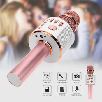 

Hot Portable Wireless Karaoke Microphone for Bluetooth With Mic Speaker Player Selfie Function for iPhone for Android Phone New