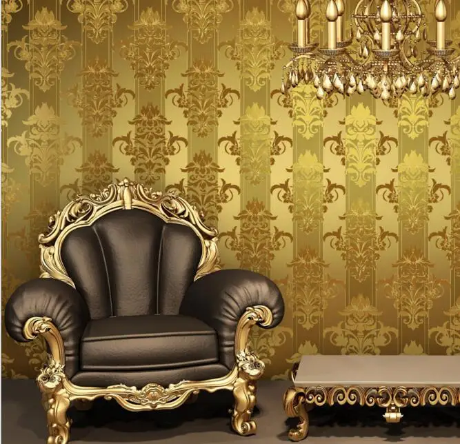 papier-peint-de-luxe-a-rayures-damask-en-pvc-feuille-d'or-de-haute-qualite-pour-arriere-plan-de-television-de-salon