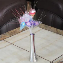 Маленькая красивая ваза из нержавеющей стали с одной веткой, Настольная Ваза с круглым украшением, Цветочная ваза с розой, декоративные вазы для цветов