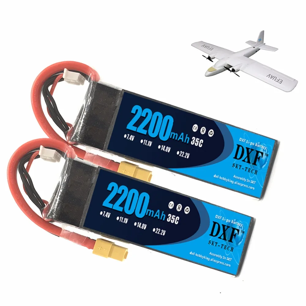 

2PCS DXF lipo battery 11.1v 2200mAh 3S 35C 25C MAX 70C For Trex-450 Fixed-wing RC Helicopter Car Boat quadcopter
