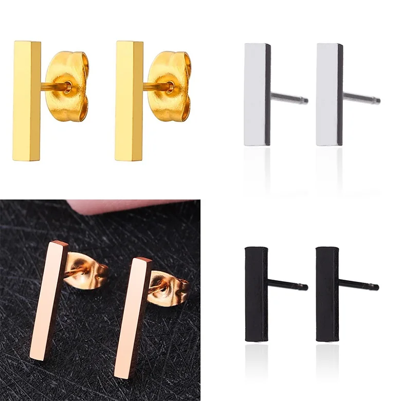 Yiustar New Arrival Romantic Earings for Girls Kids 304 Stainless Steel Stud Earrings Cute Tiny Love Earrings Jewelry Kids Gifts - Окраска металла: T Bar Earrings