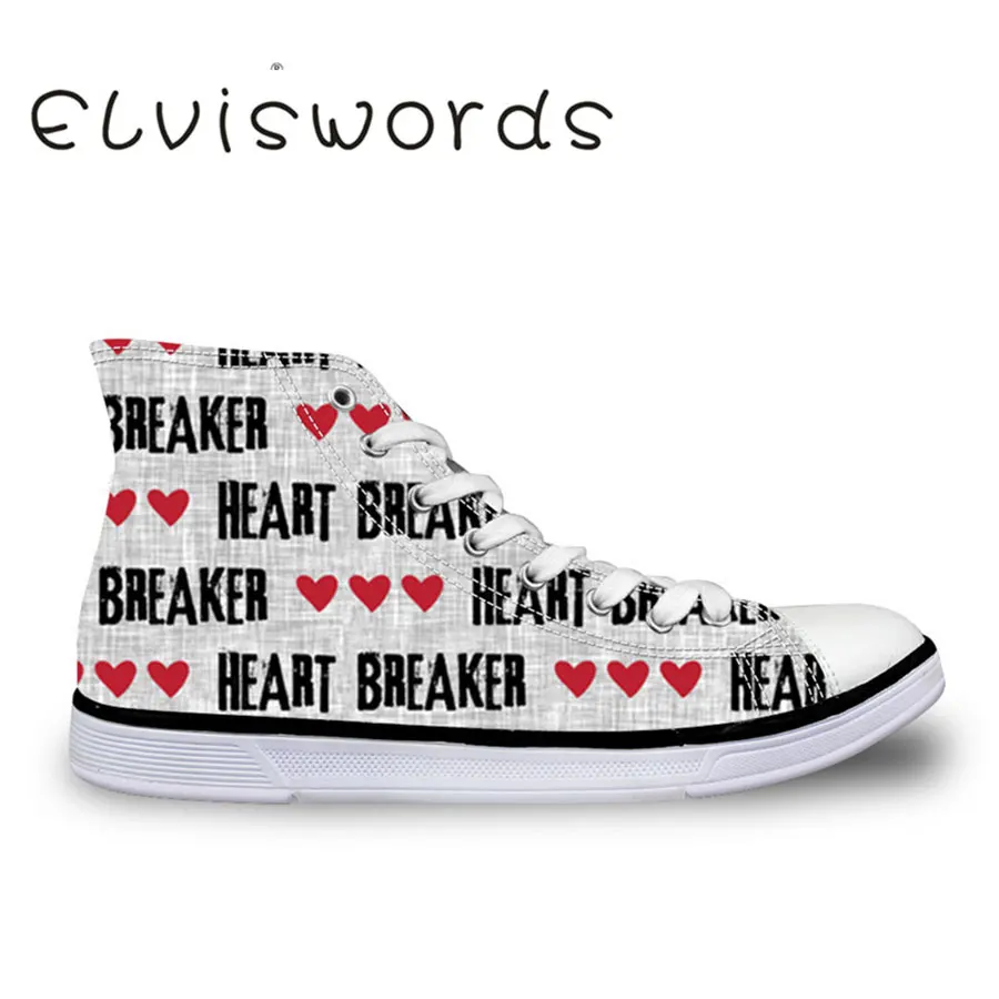 

Women's High-top Vulcanized Shoes Canvas Shoes Fashion Heart Printed Cute Lace-up Flat Casual Shoes Student Sneaker