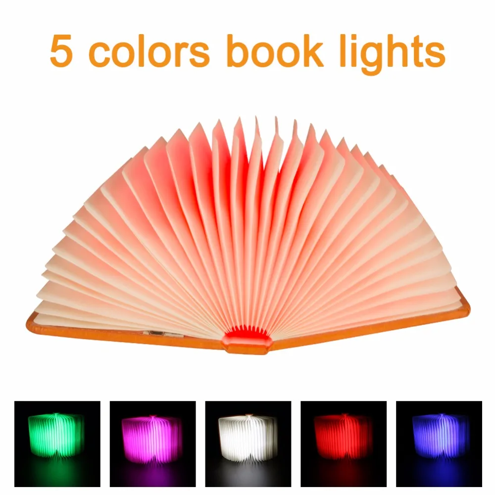 Creative Foldable Pages Folding Led Book Shape Night Light Lighting Lamp Portable Booklight Usb Rechargeable Table