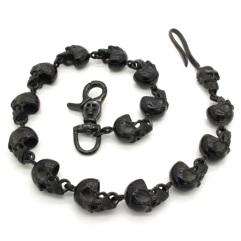 

Cool Vogue Men's Skulls Linked Heavy Solid 316L Stainless Steel Belly Chain Punk Rock Biker Jean Chain 3 Colors