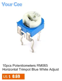 50 шт потенциометры RM065 горизонтальный подстроечный сине-белые Регулируемый переменный резистор комплект 102 1 K Ом