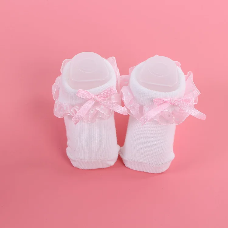 Г., весенне-осенние подарочные носки для новорожденных кружевные носки с бантиком в Корейском стиле для маленьких принцесс от 0 до 6 месяцев, носки для маленьких девочек - Цвет: Розовый