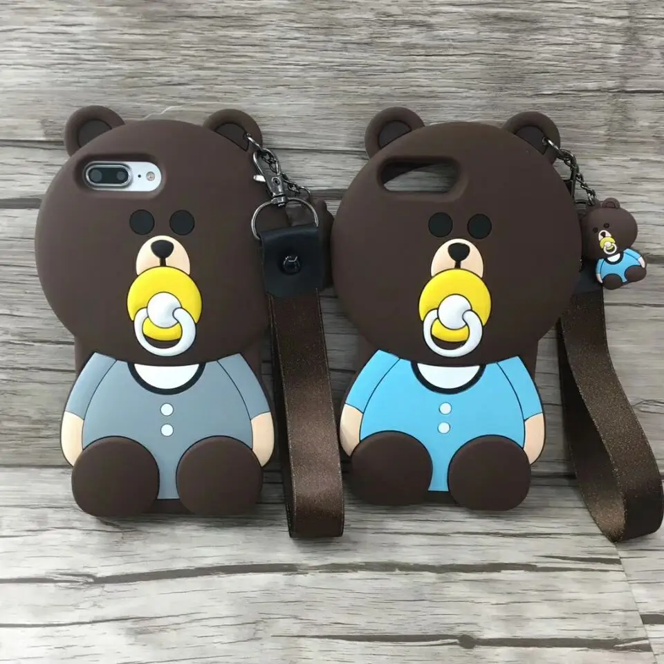 

Cute Cartoon Silica gel 3D nipple Bear Coque Soft Silicon Phone Case For iPhone 5 se 5s X 8 8plus 7 7Plus 6 6S Plus back Cover