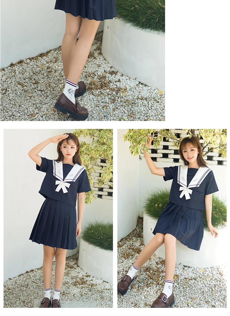Школьная форма с короткими/длинными рукавами для девочек, темно-синяя, белоснежная, Jk, школьная форма, японская школьная одежда, костюм моряка для колледжа, лето-осень