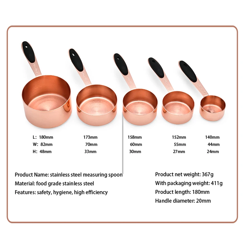 5 шт. набор измерительных чашек из нержавеющей стали Роскошные Медные Кухонные измерительные инструменты для выпечки Кофе Чай кухонные аксессуары