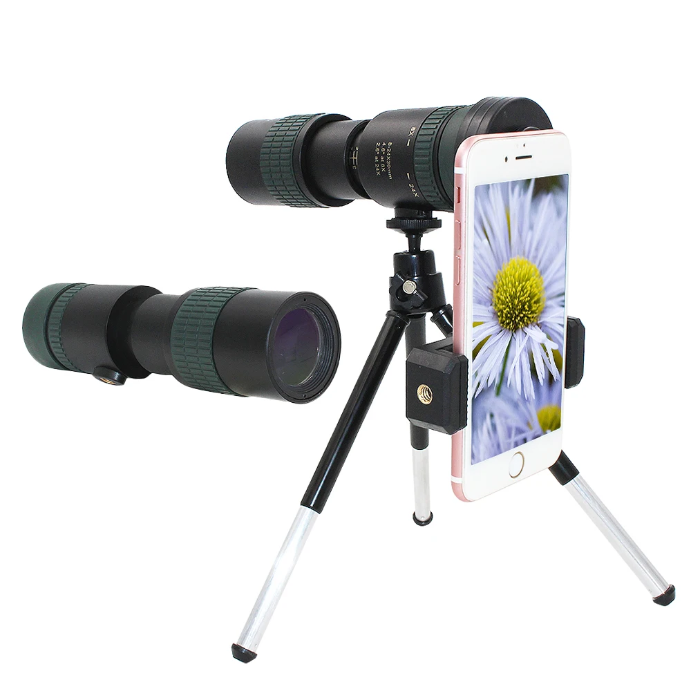 

KOGNGU Zoom Lens 8-24X Zoom Lens for Smartphone Telescope Lente Para Celular Telescopio Tripod Clip BAK4 FMC Film