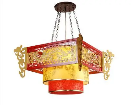 

Chinese style Wooden antique sheepskin chandelier hotel restaurant teahouse lighting chandelier wind dragon send blessing ZS25