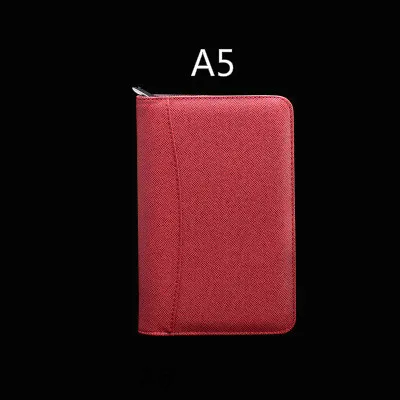 А5 Папка для буфера, деловой кожаный Органайзер, школьный офисный органайзер, 6 колец, папка-менеджер, блокноты для записей, портфель - Цвет: Красный