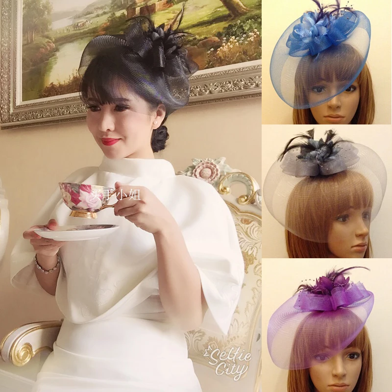 

Wholesale 18 colors feather fascinator clip,wedding bridal fascinator veil,hair ornament,Headdress flower,fancy party fascinator