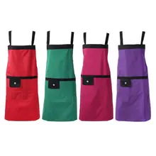 Унисекс уплотненный Хлопок Смесь анти-износ приготовления пищи кухня нагрудник фартук с карманами