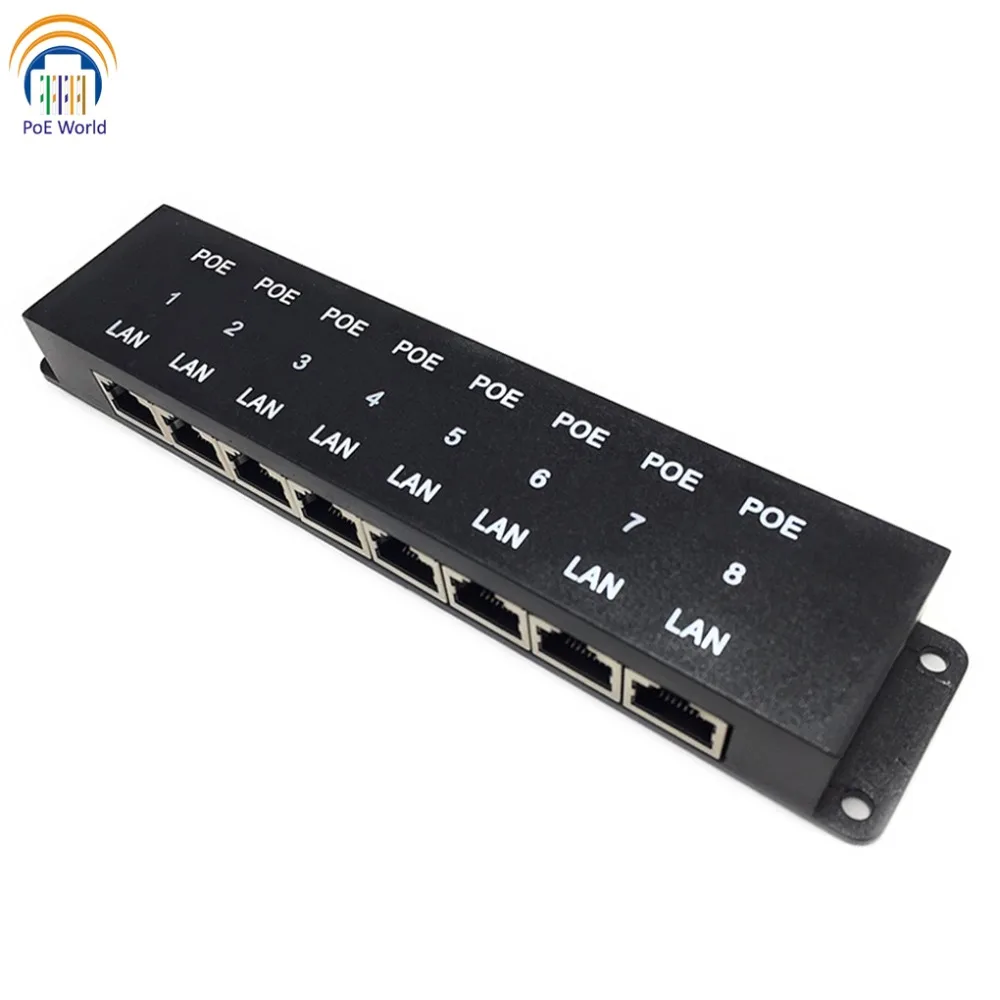 PoE World пассивный инжектор с 8 портами питания по Ethernet 24 в/48 в для IP камер