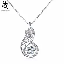 Orsa jewels lindo 925 silver fox pedante collares encanto muebles insertar 1ct cz diamond rodio joyería de plata esterlina sn53